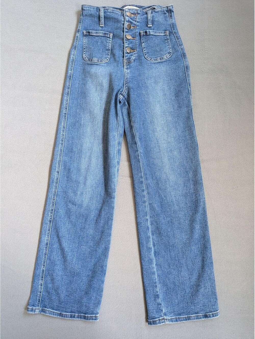 Redial Jeans Womens EUR 36/27 Blue High Rise Wide Leg Button Front Denim Pants